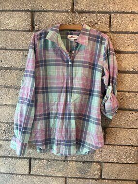 Vineyard Vines Womens Multicolor Plaid Cotton Button-Up Shirt Size 8